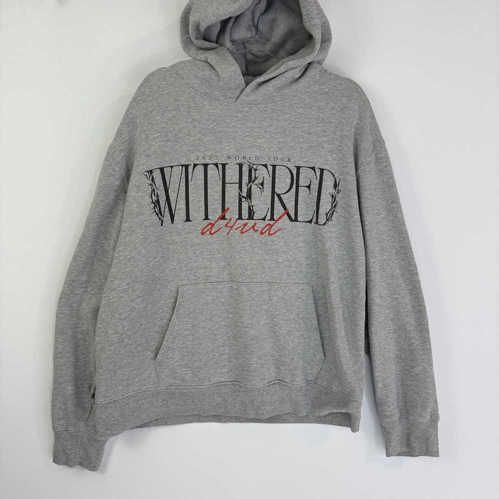 d4vd Withered 2025 World Tour Hoodie Mens Large Gray Graphic Concert Pullover